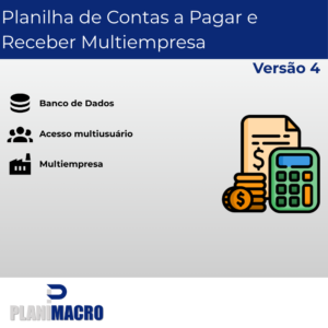 Planilha de Contas a Pagar e Receber Multiempresa, com banco de dados - Versão 4